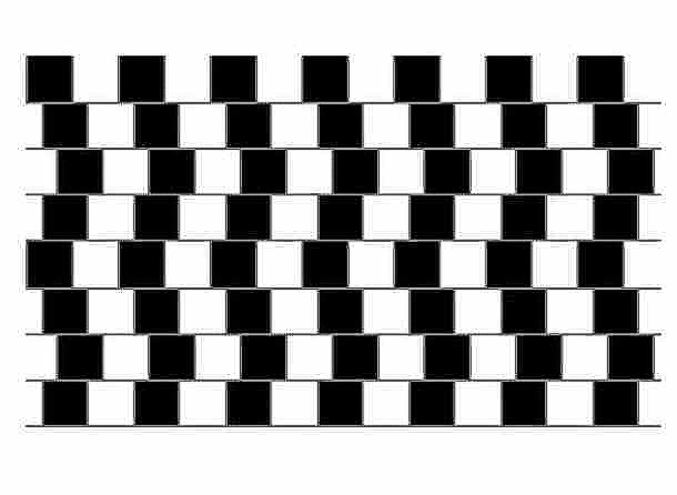horizontal lines with offset blocks horizontal lines illusion