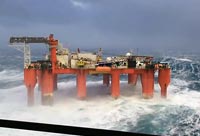 Huge Waves Rock an Oil Platform