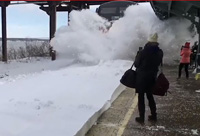 Train Versus Snow Bank