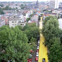 aerial view of yellow road